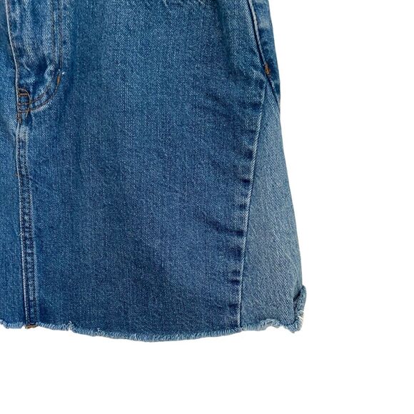 Madewell 26 Jean Skirt Raw Hem Rigid Denim A-Line Mini Blue J0555 - Picture 4 of 6